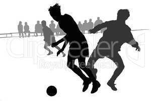 Silhouette football players about a ball
