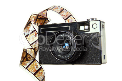 Old camera isolated on white background