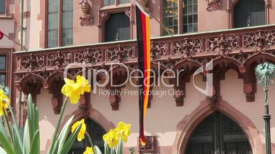 Frühlingsblumen und deutsche Fahne