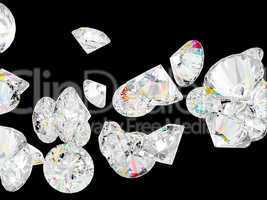 Diamonds or gemstones isolated on black