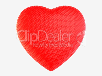 Red woven fiber heart shape isolated