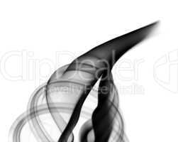 Abstract black smoke swirl on white
