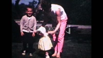 Family In Front Yard (1968 Vintage 8mm film)