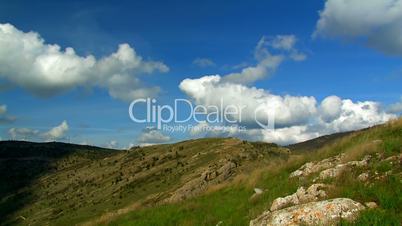 Mountain landscape and the clouds. Time lapse.