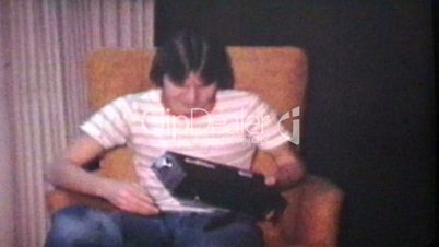 Teenager Gets Clock Radio For Birthday (1978 Vintage 8mm film)