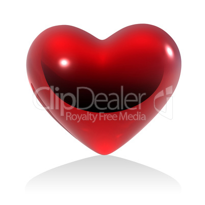 Red heart on white background (isolated).