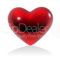 Red heart on white background (isolated).