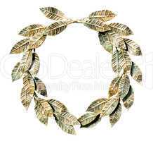 Bronzed laurel wreath.