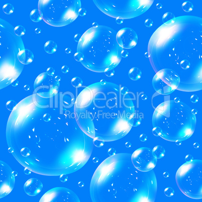 Seamless soap bubbles on blue background.