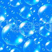 Seamless soap bubbles on blue background.