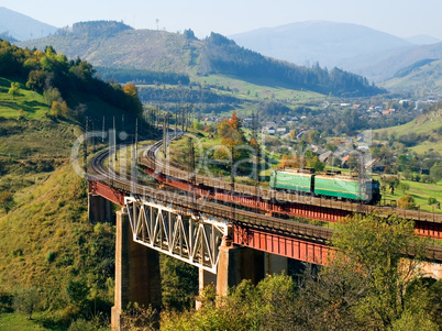 Train on bridge.