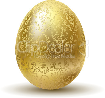 Gold egg on white background.