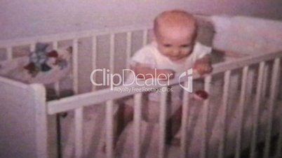 Happy Baby In Crib (1964 Vintage 8mm film)