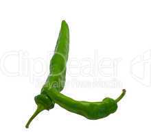 Letter L composed of green peppers