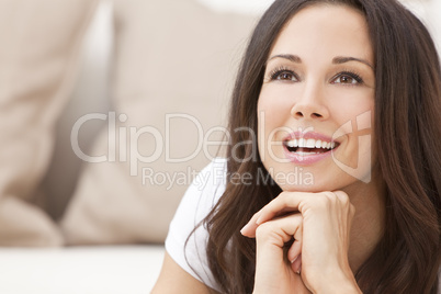 Happy Smiling Beautiful Brunette Woman