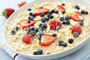 Oatmeal breakfast cereal with berries