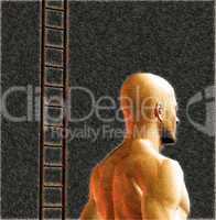 male figure and ladder