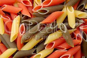 penne tricolore pasta background