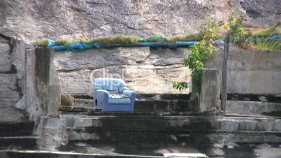 Blue Chair On A Rock