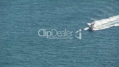 Motor yacht at sea.