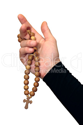 Rosary in his hand