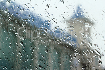 View from a window in the rain