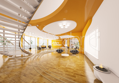 Interior design of modern apartment 3d render