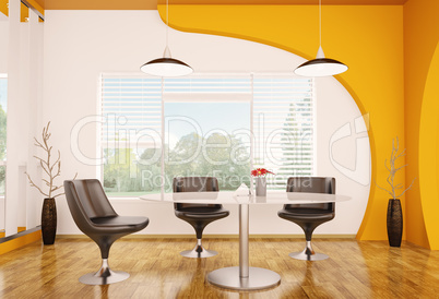 Modern interior of dining room 3d render