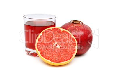 Glass with juice and fruits