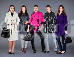 Five girls. Autumn winter collection lady's clothes