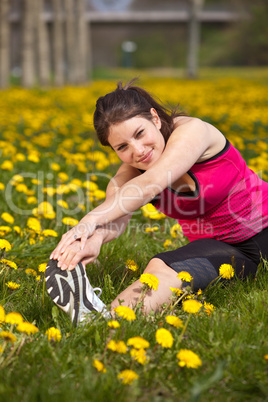 Woman doing stretch exercises