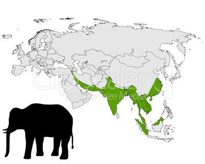 Asiatischer Elefant Verbreitung