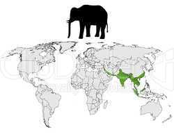 Asiatischer Elefant Verbreitung