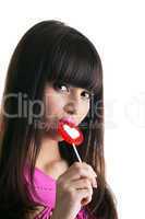 sexy young girl smile with lollipop in desire