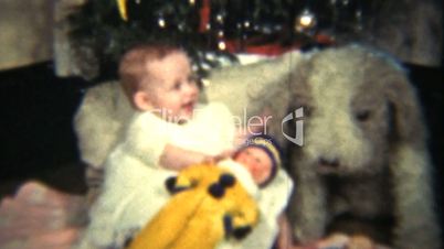 Baby Girl Under The Christmas Tree (1939 Vintage 8mm)