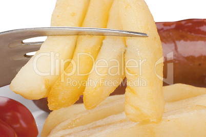 Fried potato on a plug