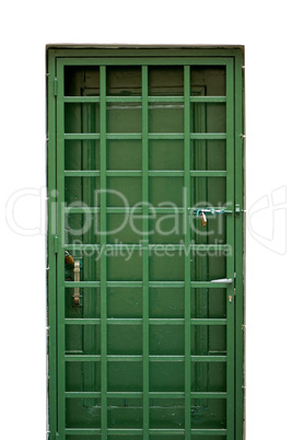 green metal door