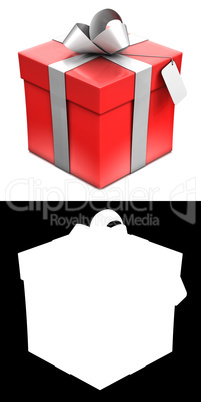 Wrapped red gift box with empty cardboard.