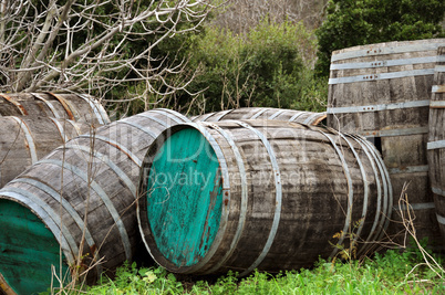 wooden barrels