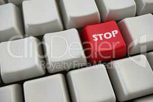 keyboard with "stop" button 3d rendering