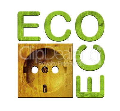 Steckdose, Ökostrom - wooden socket, green energy, eco concept