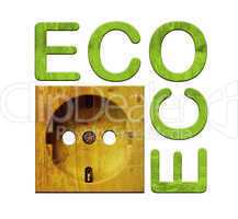 Steckdose, Ökostrom - wooden socket, green energy, eco concept