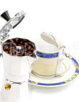 mocha coffee machine and cup