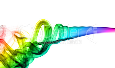 Abstract colorful swirls of smoke on white