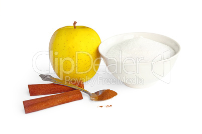 Yellow apple with cinnamon and sugar