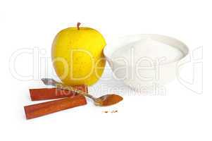 Yellow apple with cinnamon and sugar