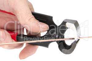 Men's hand keeps the locksmith tools, isolated on a white backgr