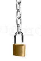 Open padlock and chain