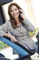 Portrait of Beautiful Woman or Businesswoman On Her Cell Phone