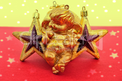 cupid and golden xmas stars